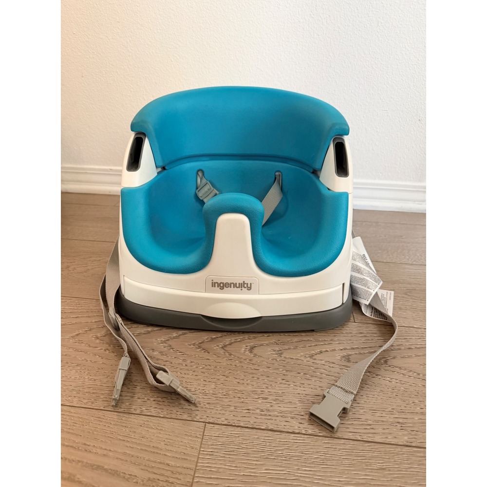 Ingenuity Baby Base 2-in-1 Booster Feeding & Floor Seat Blue Removable Tray